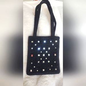 Vintage beaded black hand bag
